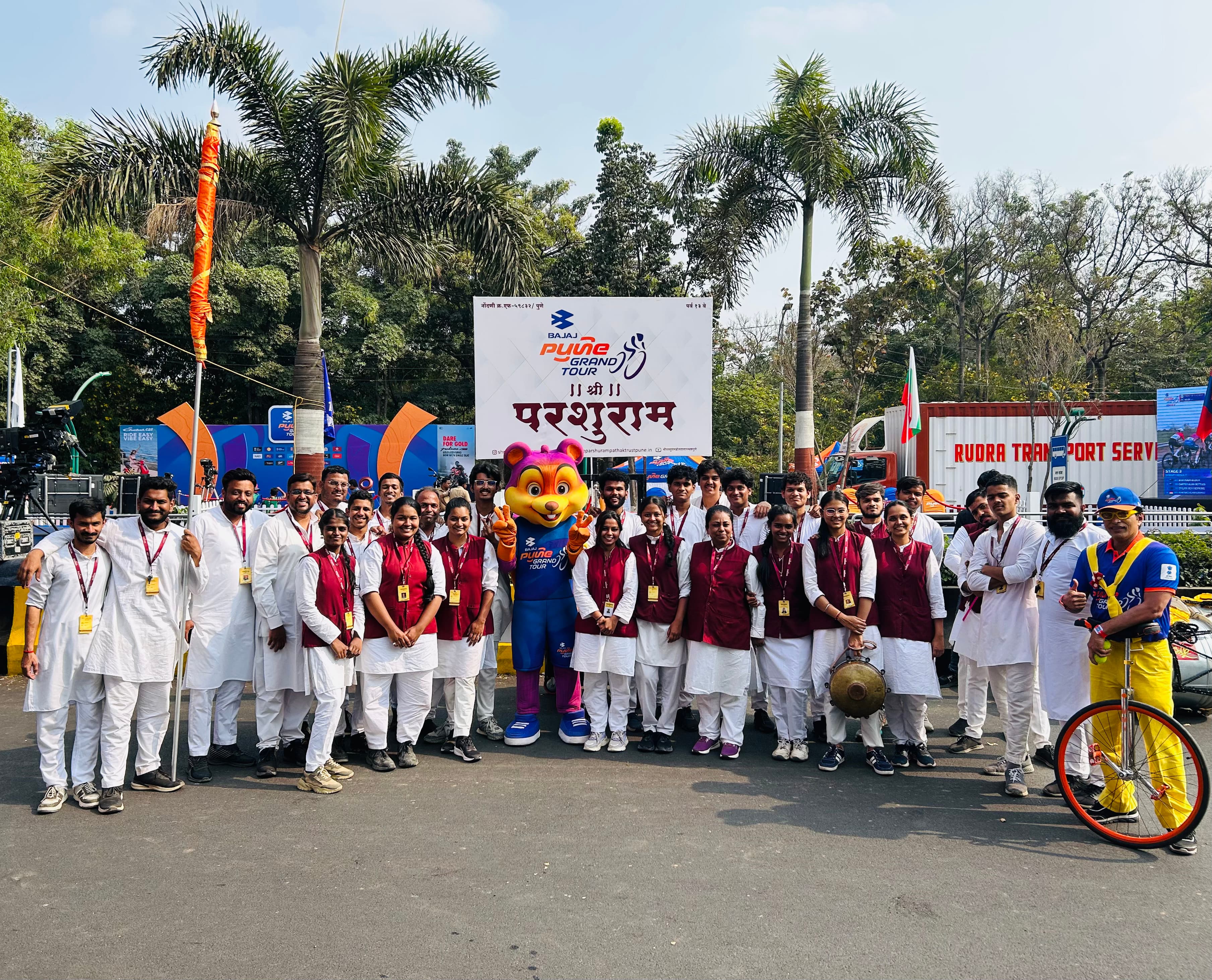 Pathak performing during a night procession.